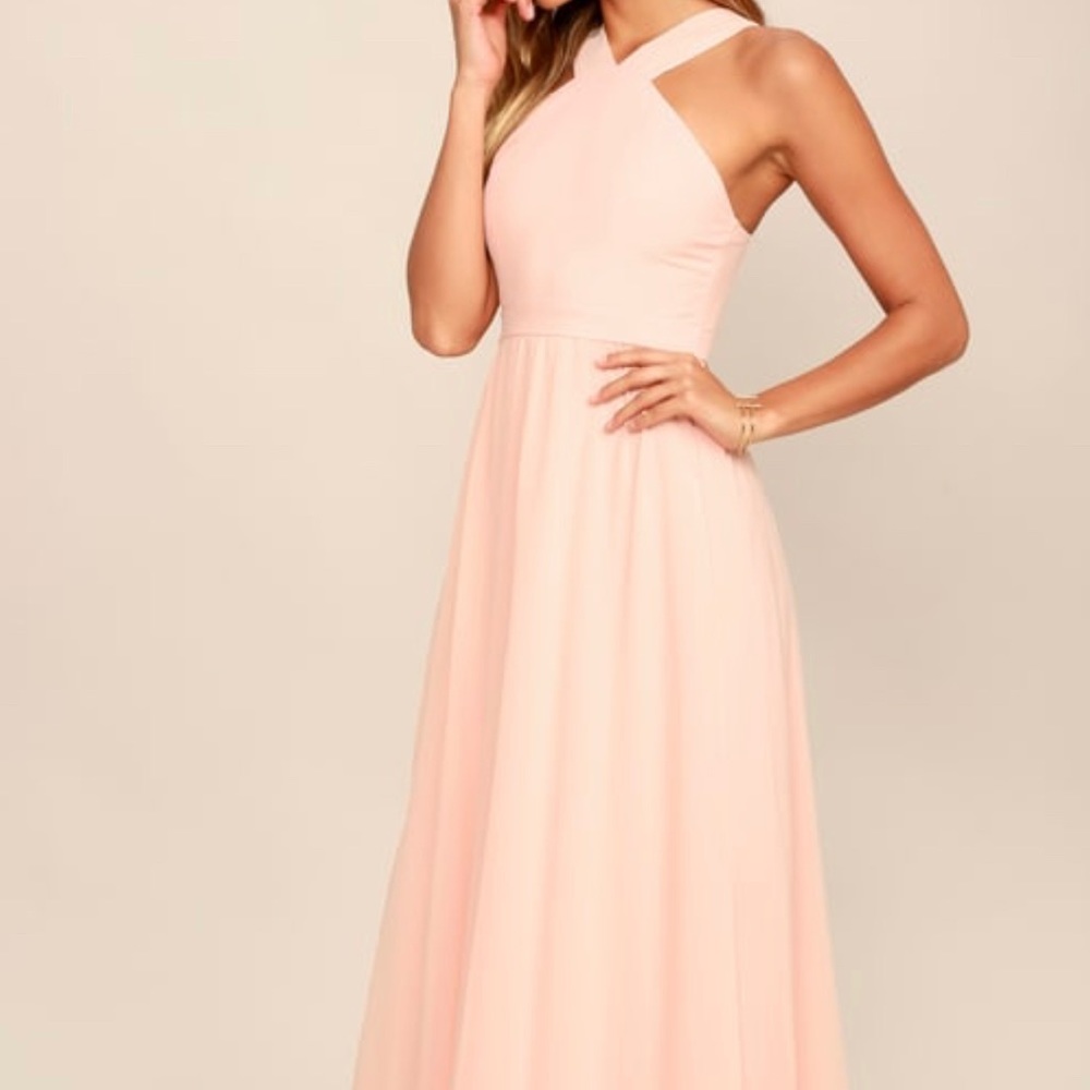 New | Lulu’s | Air of Romance Peach Maxi Dress